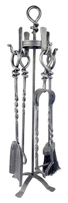 Twist Wrought Iron Fire Tools Set - Click Image to Close